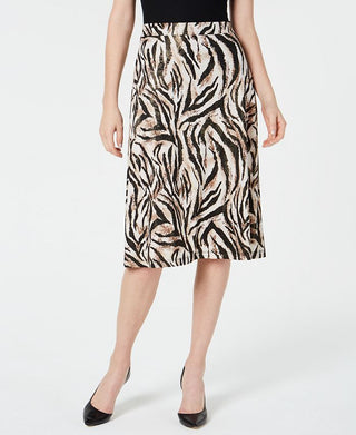 Kasper Women's Animal Print a Line Skirt Brown Size Petite S