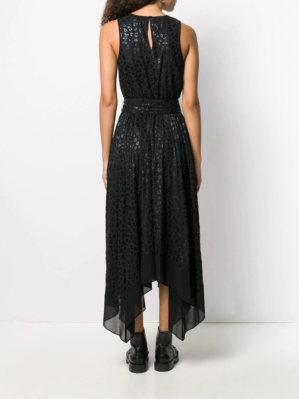 Vestido longo metálico com estampa de leopardo Michael Kors feminino, preto, tamanho extrapequeno