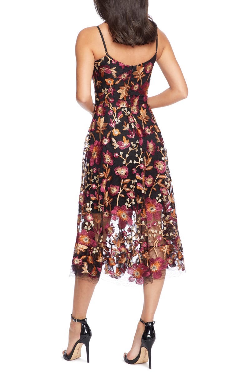 Vestido The Population Feminino Uma Bordado Tule Fit &amp; Flare Vestido Preto Tamanho M
