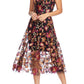 Vestido The Population Feminino Uma Bordado Tule Fit &amp; Flare Vestido Preto Tamanho M