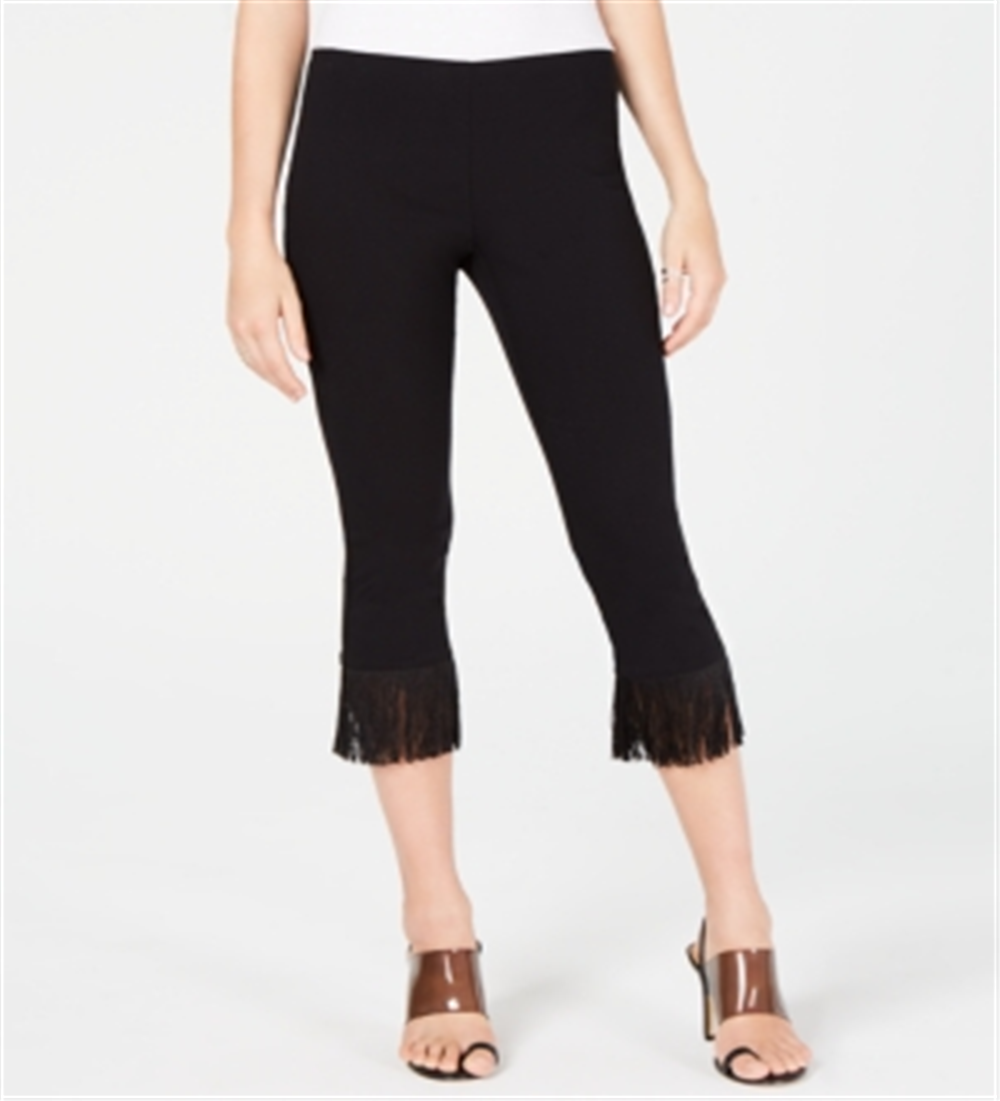 Calça social feminina com franjas e stretch, da INC International Concepts, preta, tamanho 14