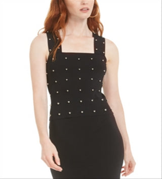 Regata feminina Bar III com tachas, preta, tamanho X-S