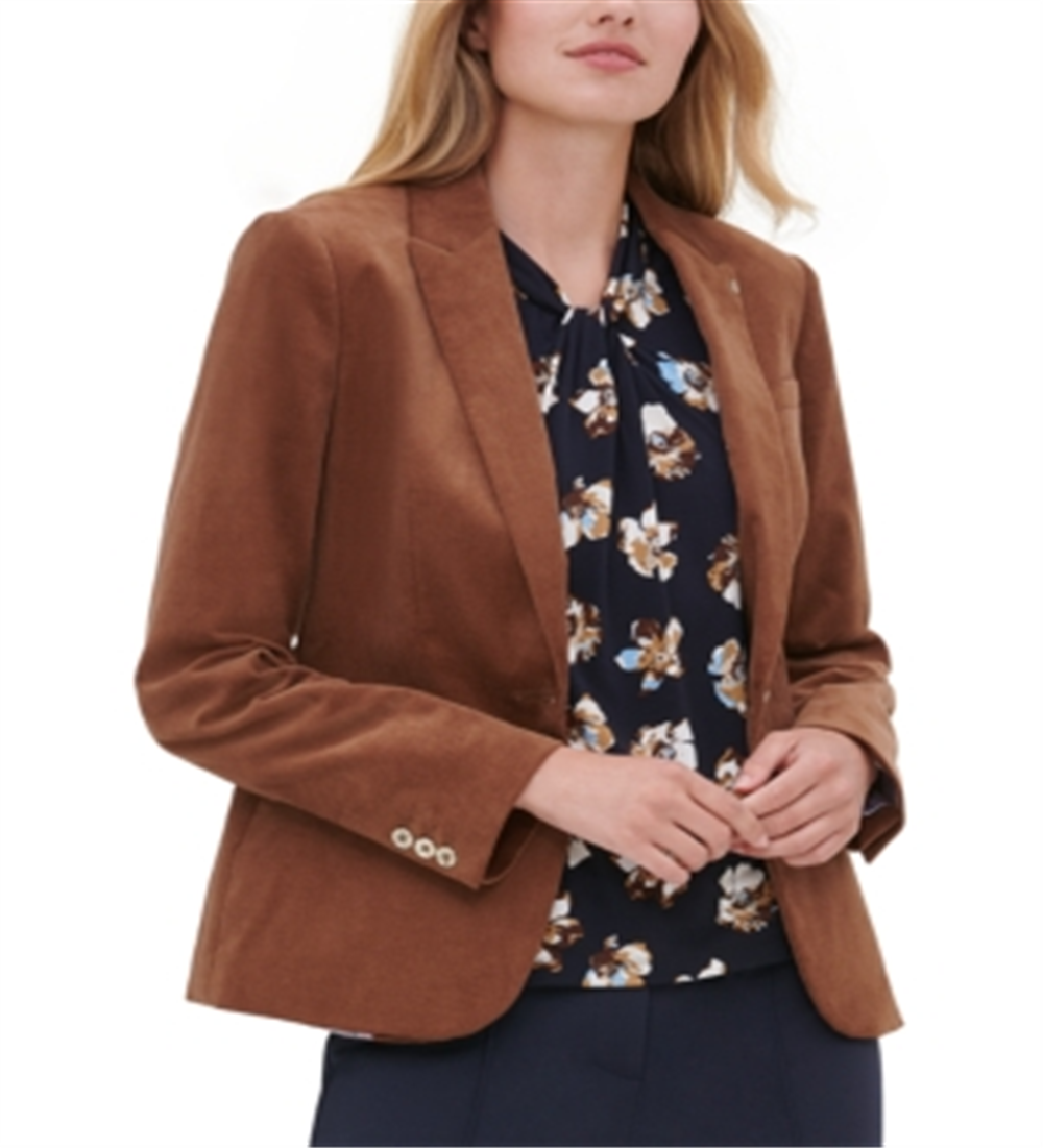 Tommy Hilfiger Veludo cotelê blazer de um botão marrom tamanho 0