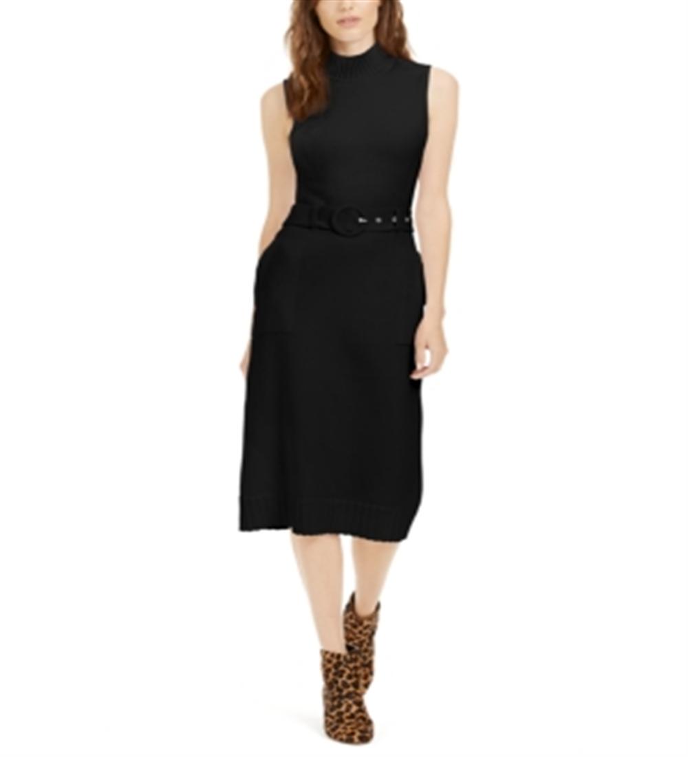 Vestido suéter feminino com cinto MIDI da INC International Concepts, preto, tamanho grande
