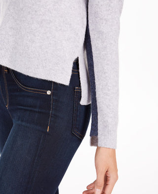 Calvin Klein Jeans Feminino Gola V Chevron Suéter Azul Tamanho P