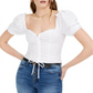 Blusa feminina Bar III com manga bufante e ilhós, branca, tamanho extragrande