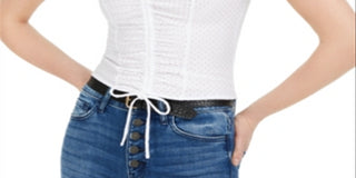 Blusa feminina Bar III com manga bufante e ilhós, branca, tamanho extragrande