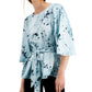 Blusa Alfani Feminina Estampa Floral Amarrada na Frente Azul Tamanho Médio