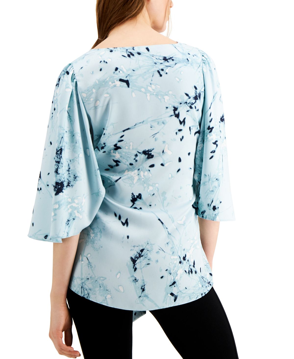 Blusa Alfani Feminina Estampa Floral Amarrada na Frente Azul Tamanho Médio