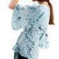 Blusa Alfani Feminina Estampa Floral Amarrada na Frente Azul Tamanho Médio