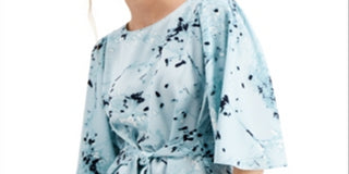 Blusa Alfani Feminina Estampa Floral Amarrada na Frente Azul Tamanho Médio