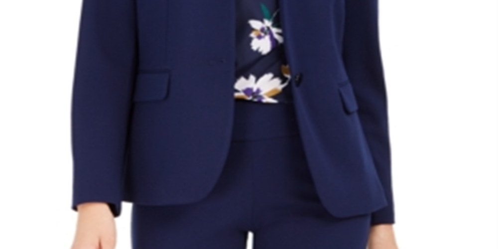 Blazer feminino sem gola elástica Nine West, azul, tamanho 12