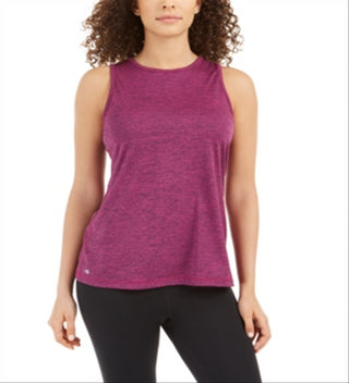 Ideology Women's Heathered Keyhole Back Tank Top Pink Size Large