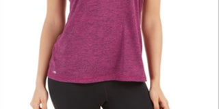 Ideology Women's Heathered Keyhole Back Tank Top Pink Size Large