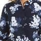 Camisa feminina Charter Club com estampa floral em mistura de linho, azul, tamanho grande