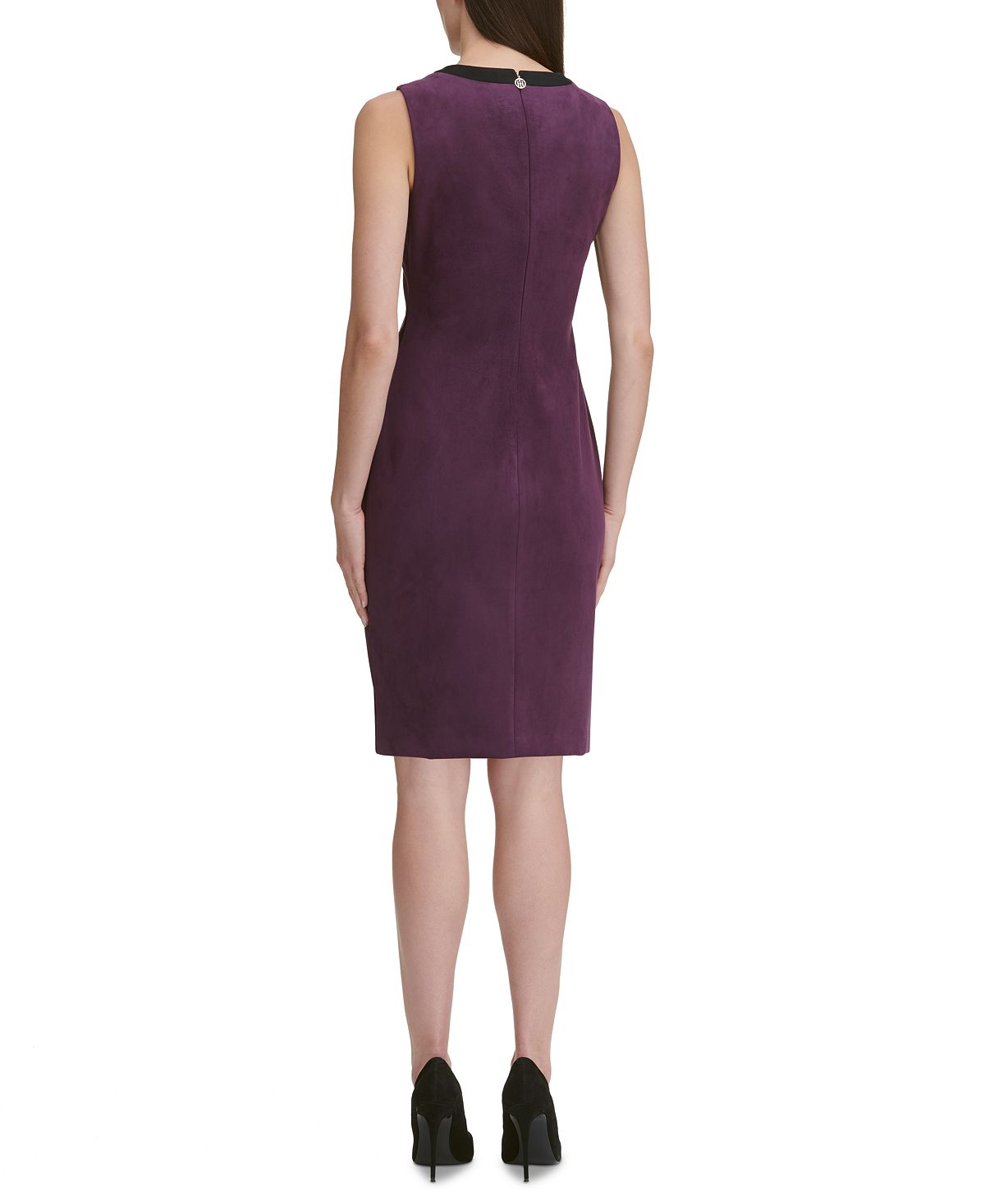 Vestido tubinho assimétrico de camurça sintética feminino Tommy Hilfiger, roxo, tamanho 4