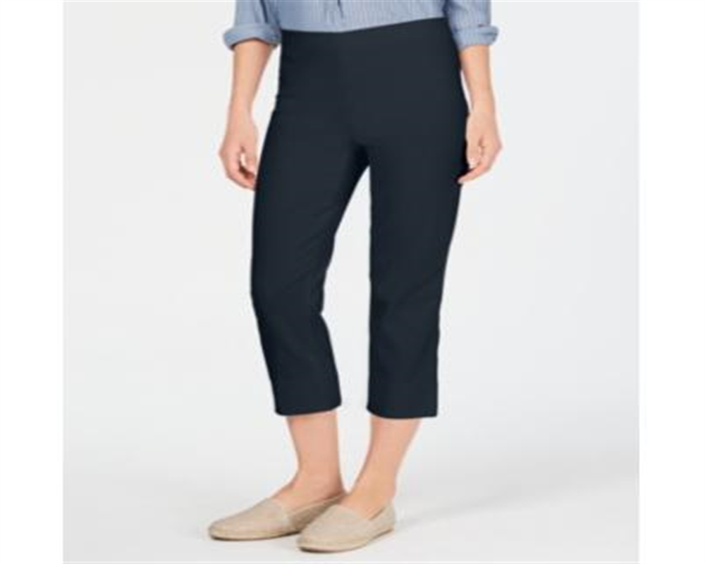 Calça feminina Charter Club, curta, com elástico, azul, tamanho 12, pequena