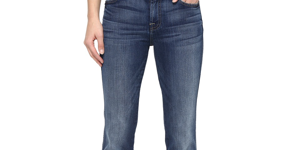 Calça jeans feminina 7 For All Mankind, calça jeans bootcut estilo costeiro, azul, tamanho 28