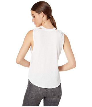 Regata feminina sem mangas com decote em joia, tamanho P, branca, da Free People