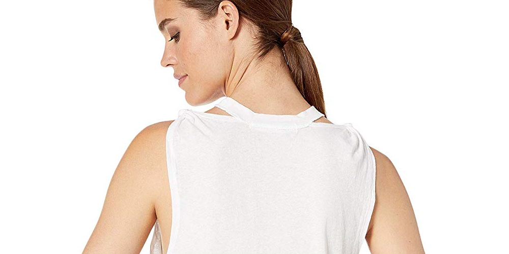 Regata feminina sem mangas com decote em joia, tamanho P, branca, da Free People