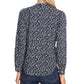 Blusa feminina Vince Camuto de manga comprida Ditsy Vines com decote dividido e tamanho pequeno