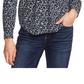 Blusa feminina Vince Camuto de manga comprida Ditsy Vines com decote dividido e tamanho pequeno