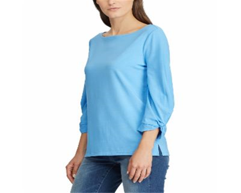 Blusa Ralph Lauren Feminina Manga 3/4 Gola Joia Azul Tamanho Grande
