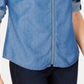 Blusa feminina Michael Kors com zíper e manga 3/4, azul, tamanho X-G