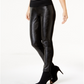 Calça skinny feminina de couro sintético INC International Concepts, preta, tamanho 6