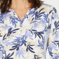 Blusa feminina Karen Scott estampada com decote dividido, azul, tamanho médio