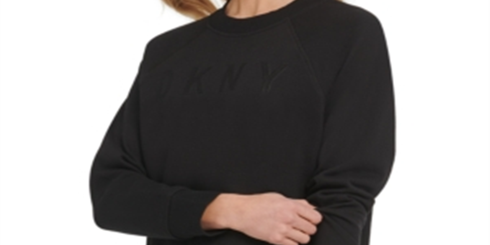 Moletom feminino DKNY Sport Logo, preto, tamanho pequeno