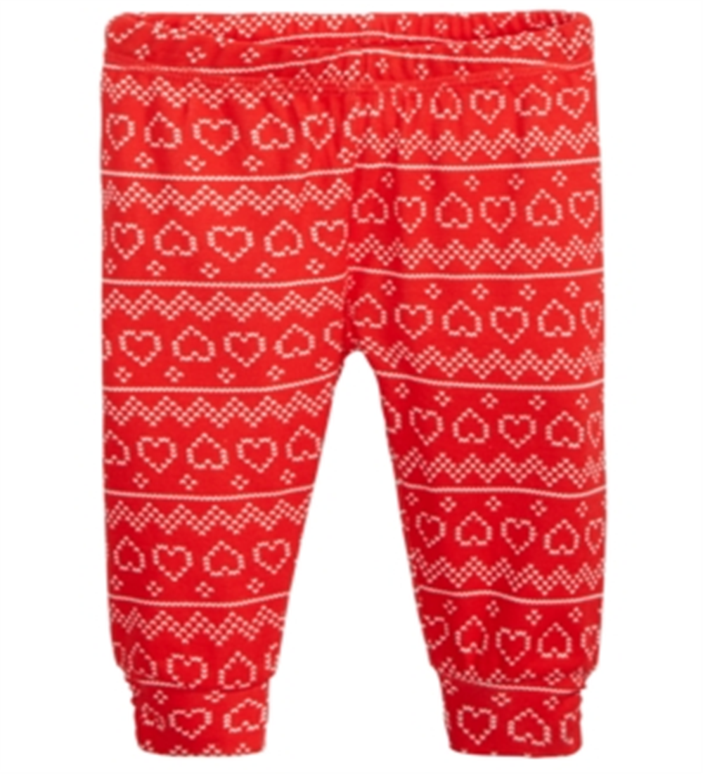 Calça jogger de algodão com estampa Fair Isle da First Impressions para bebês meninas, vermelha, tamanho 0 a 3 meses