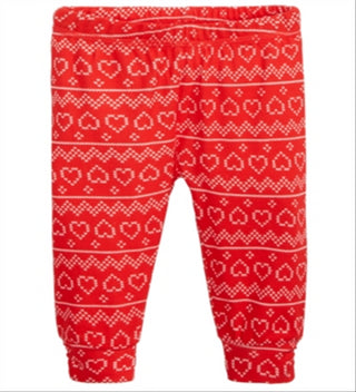 Calça jogger de algodão com estampa Fair Isle da First Impressions para bebês meninas, vermelha, tamanho 0 a 3 meses