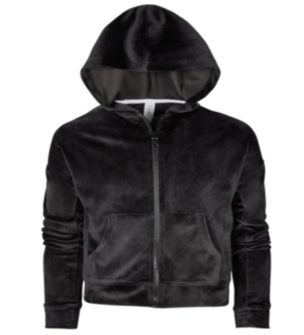Ideology Big Girl's Velour com capuz e zíper, preto, tamanho L14
