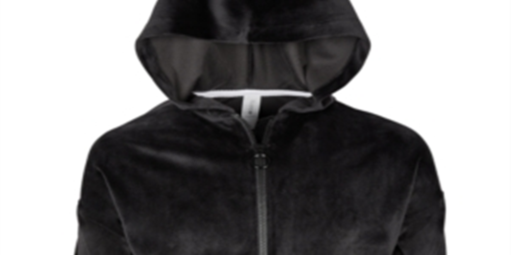 Ideology Big Girl's Velour com capuz e zíper, preto, tamanho L14