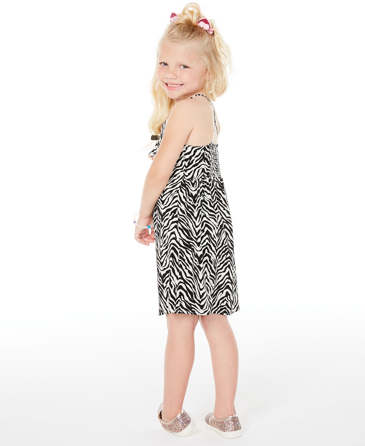 Vestido estampado de zebra para meninas Epic Threads, preto, tamanho 2T