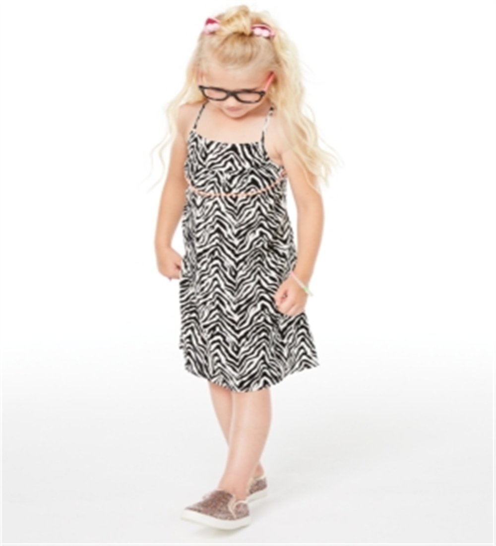 Vestido estampado de zebra para meninas Epic Threads, preto, tamanho 2T