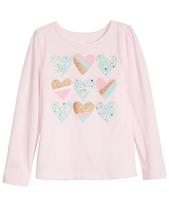 Camiseta infantil com estampa de coração da Epic Threads, rosa, tamanho 6