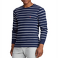 Camisa de pijama listrada waffle masculina Polo Ralph Lauren azul tamanho pequeno