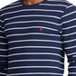 Camisa de pijama listrada waffle masculina Polo Ralph Lauren azul tamanho pequeno