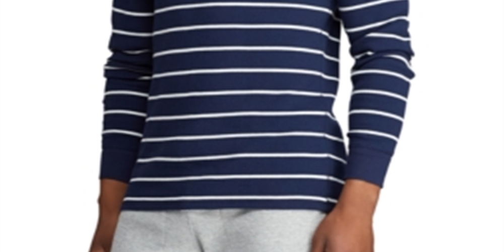 Camisa de pijama listrada waffle masculina Polo Ralph Lauren azul tamanho pequeno