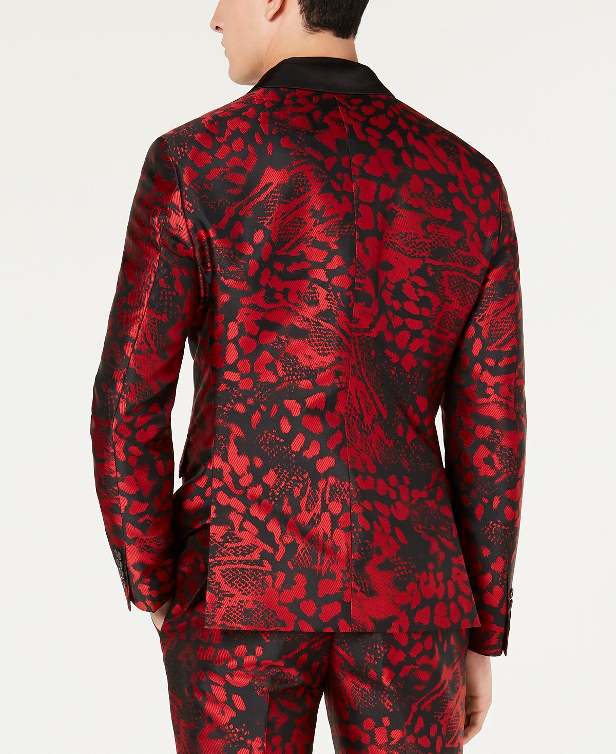 Blazer masculino slim fit com estampa animal da INC International Concepts, vermelho, tamanho extrapequeno