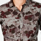 Camisa masculina INC com botões, camuflagem aquarela, manga comprida, cinza, tamanho pequeno