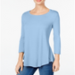 JM Collection Top feminino com decote redondo, azul, tamanho XX-G