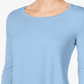JM Collection Top feminino com decote redondo, azul, tamanho XX-G