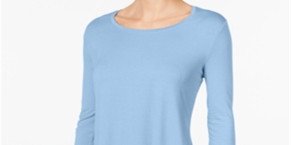 JM Collection Top feminino com decote redondo, azul, tamanho XX-G