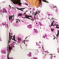 Blusa Calvin Klein Feminina Floral Manga Longa Amarrada no Pescoço para Usar no Trabalho com Botões Roxa Tamanho 3X