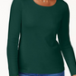 Karen Scott Blusa feminina de algodão com decote redondo, azul, tamanho pequeno G