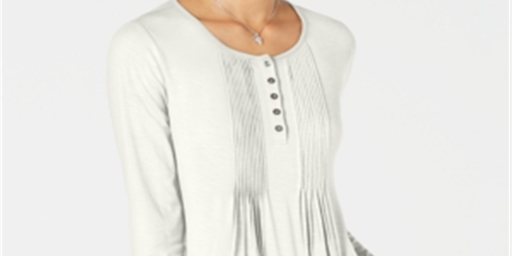 Blusa Pintuck Feminina Style &amp; Co Branca Tamanho Pequeno M