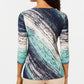 JM Collection Blusa assimétrica estampada feminina azul tamanho grande